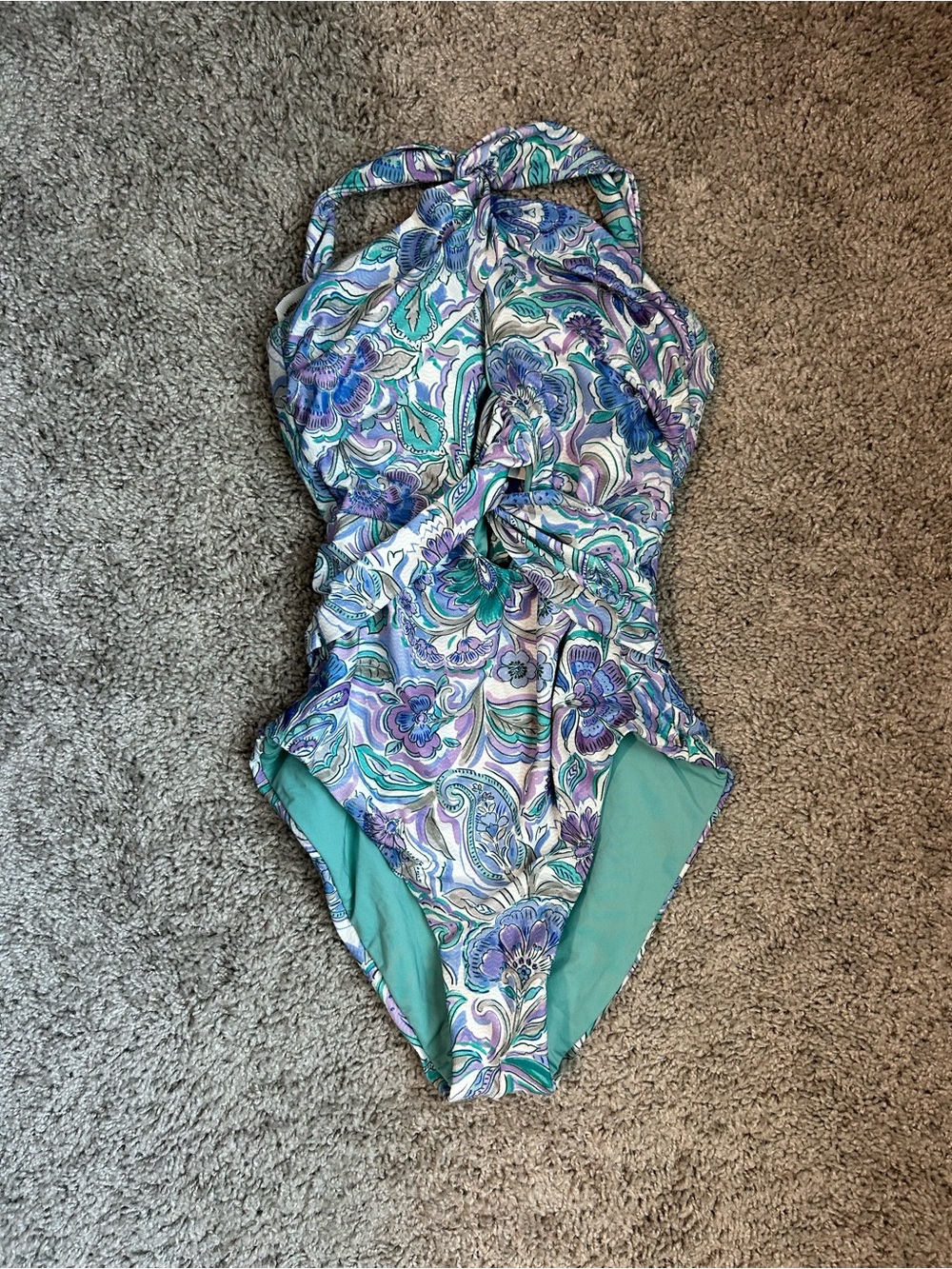 BECCA Floral One-Piece Swimsuit in Teal and Purple